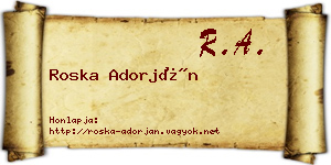 Roska Adorján névjegykártya